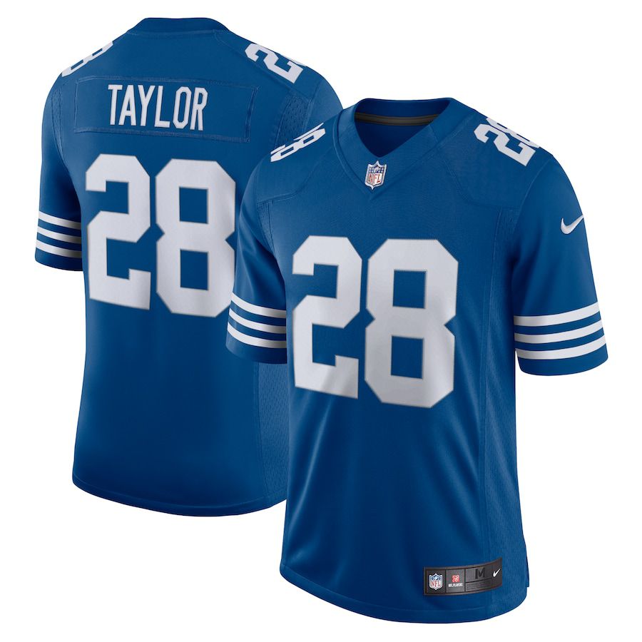 Men Indianapolis Colts 28 Jonathan Taylor Nike Royal Alternate Vapor Limited NFL Jersey